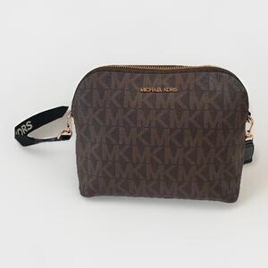 Michael Kors Bryant Medium Signature Logo Camera Crossbody Bag Brown - MK Strap